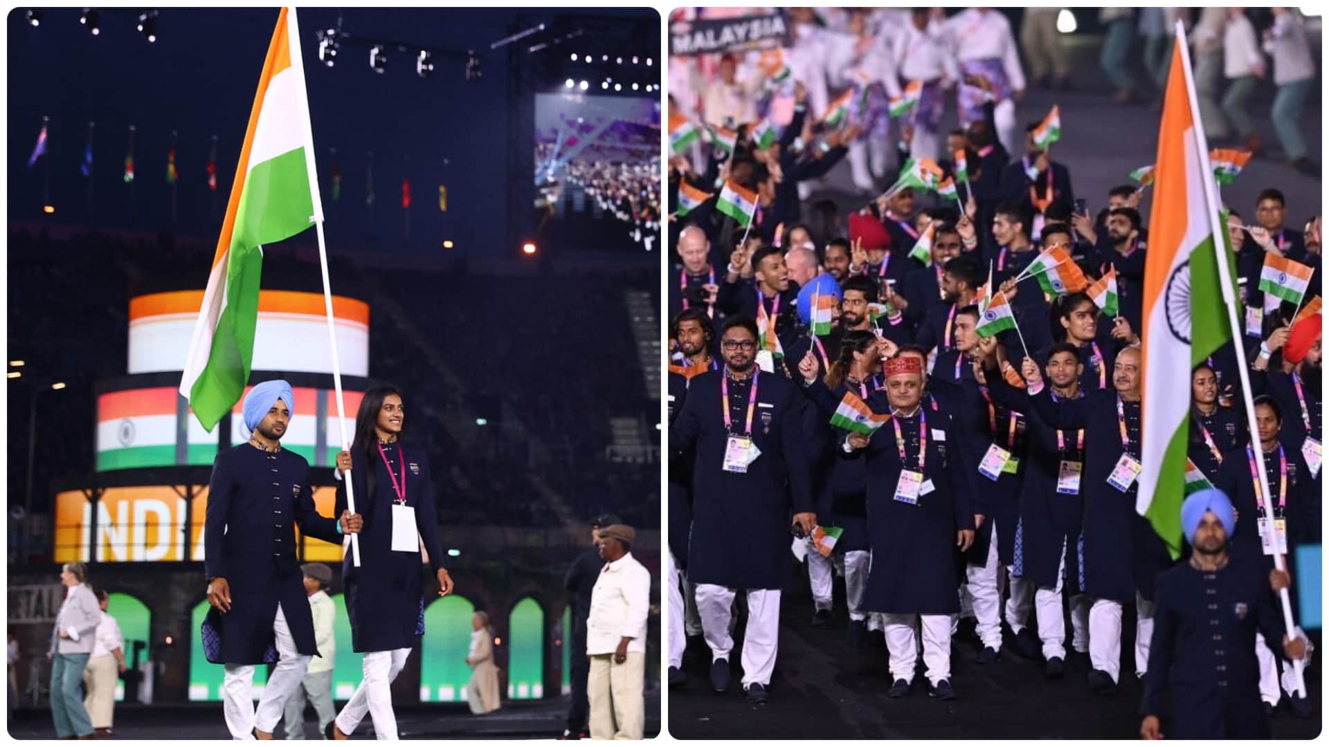 Commonwealth Games 2022 Opening Ceremony CWG at Birmingham pv Sindhu and Manpreet singh marched with tricolor