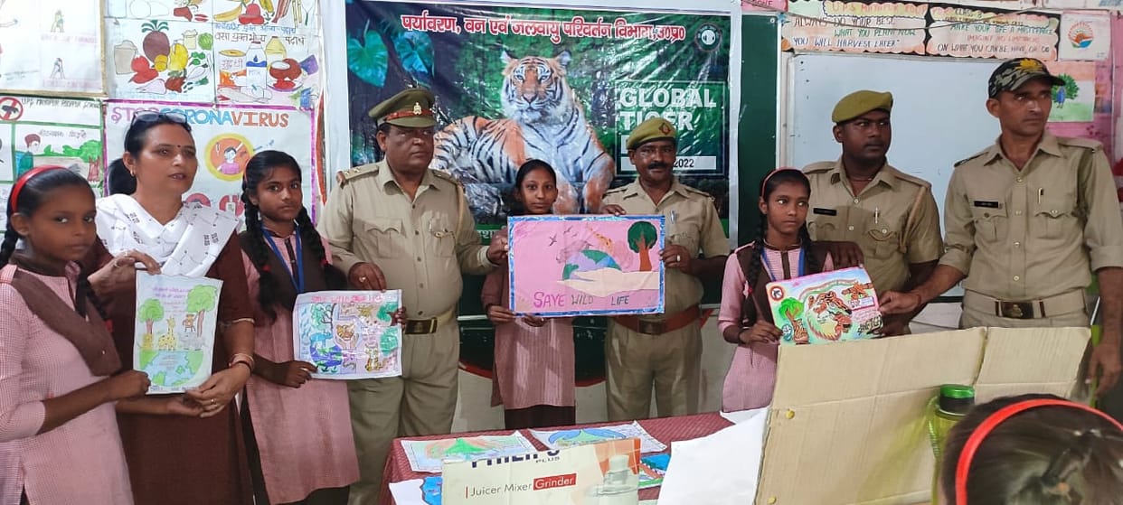 Children gave the message of tiger conservation through essay and poster