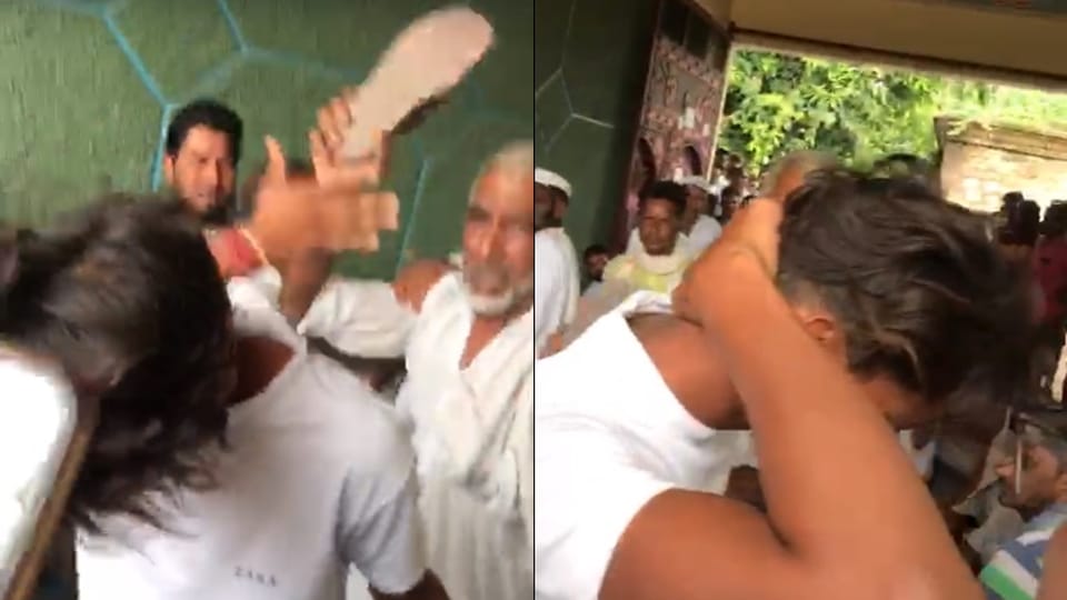 accused of posting objectionable video regarding kanwar yatra beaten up with shoes in the panchayat