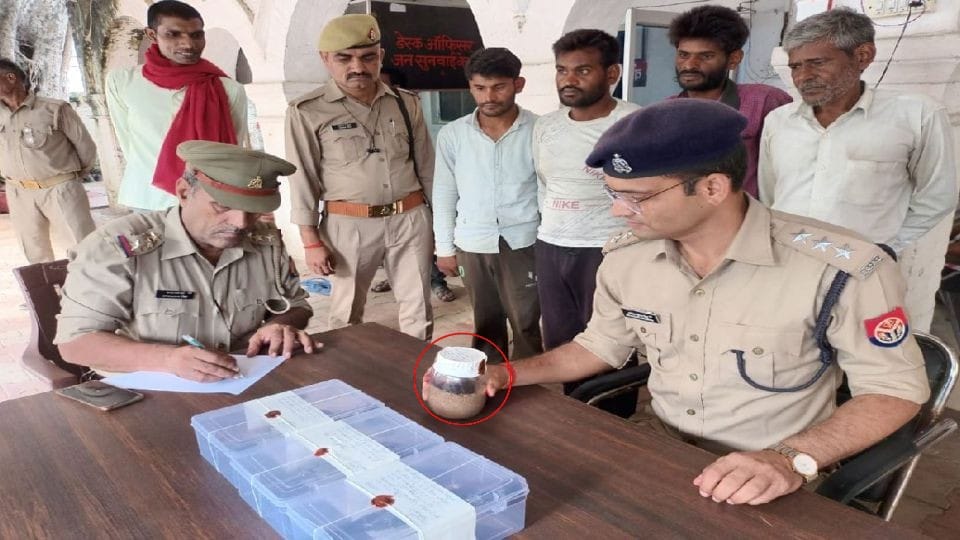 Police arrested four accused in encounter hand grenades and pistols recovered in firozabad