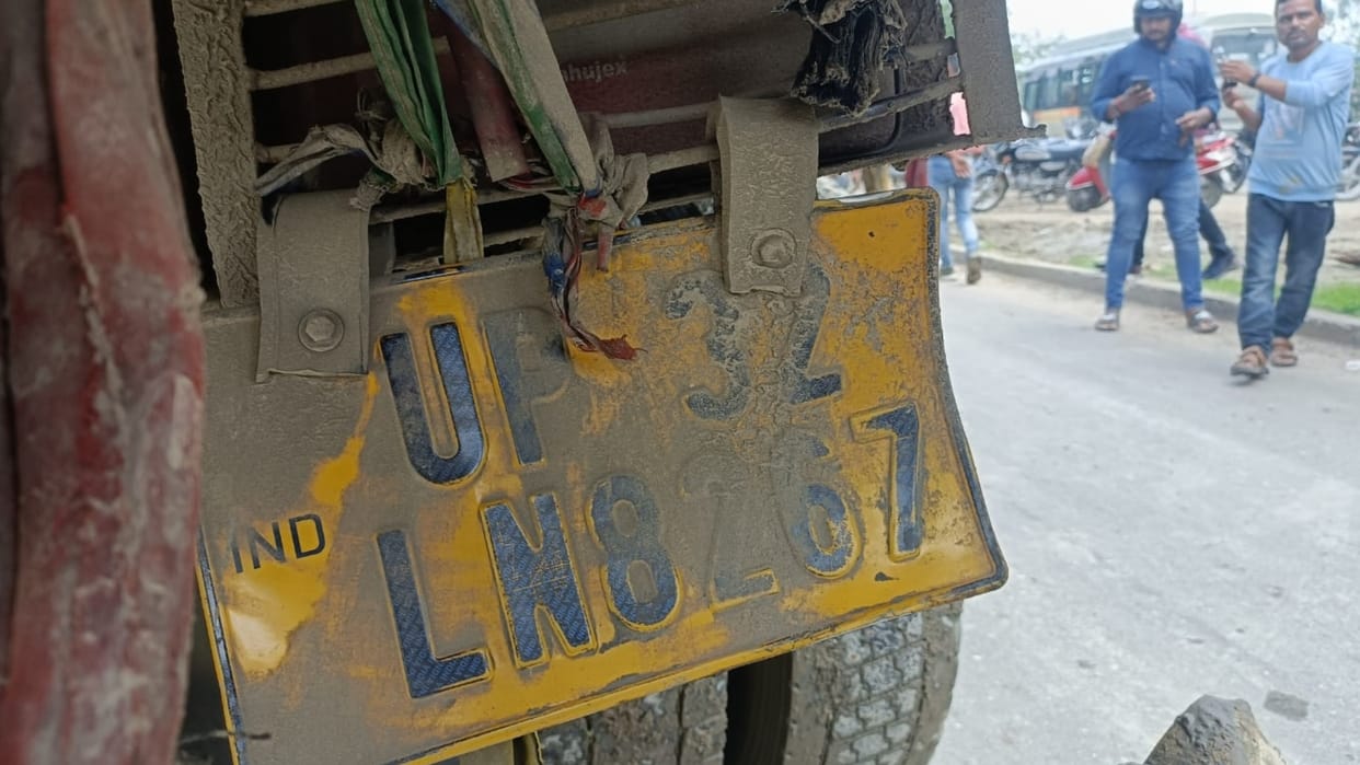 Biker died in road accident, two child injured