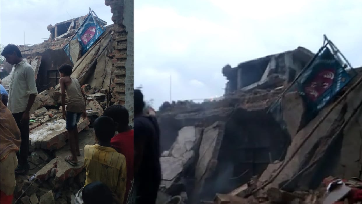 Cylinder explosion house collapsed people said family makes firecrackers police said it is not so