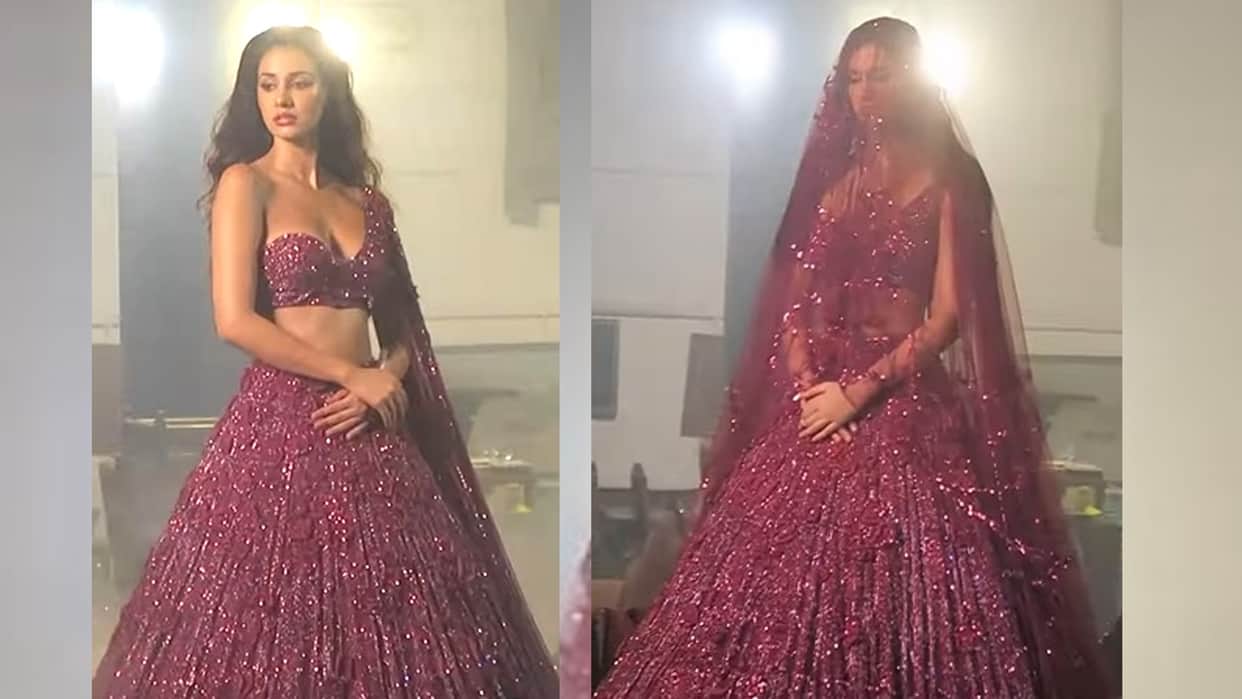 disha patani  latest glamorous look in shimmery lehenga watch video