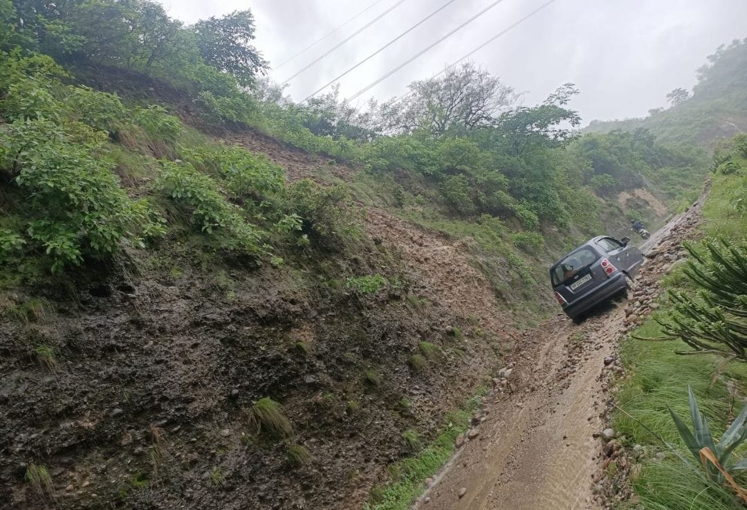 Landslide on NH near Toni Devi due to rain