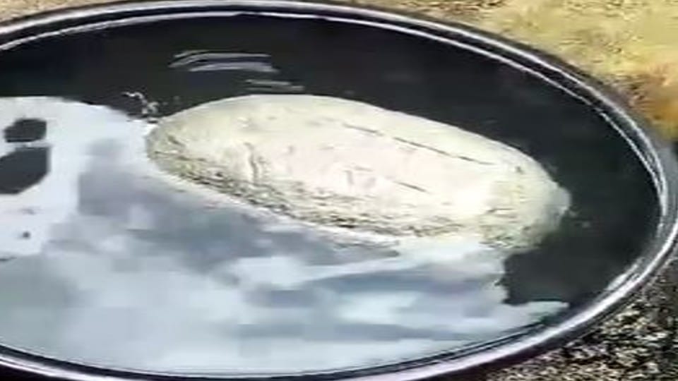 Stone found floating in the water of Ishan river in mainpuri