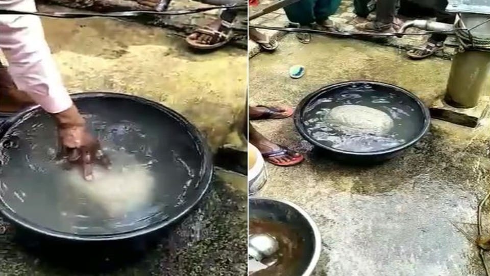 Stone found floating in the water of Ishan river in mainpuri