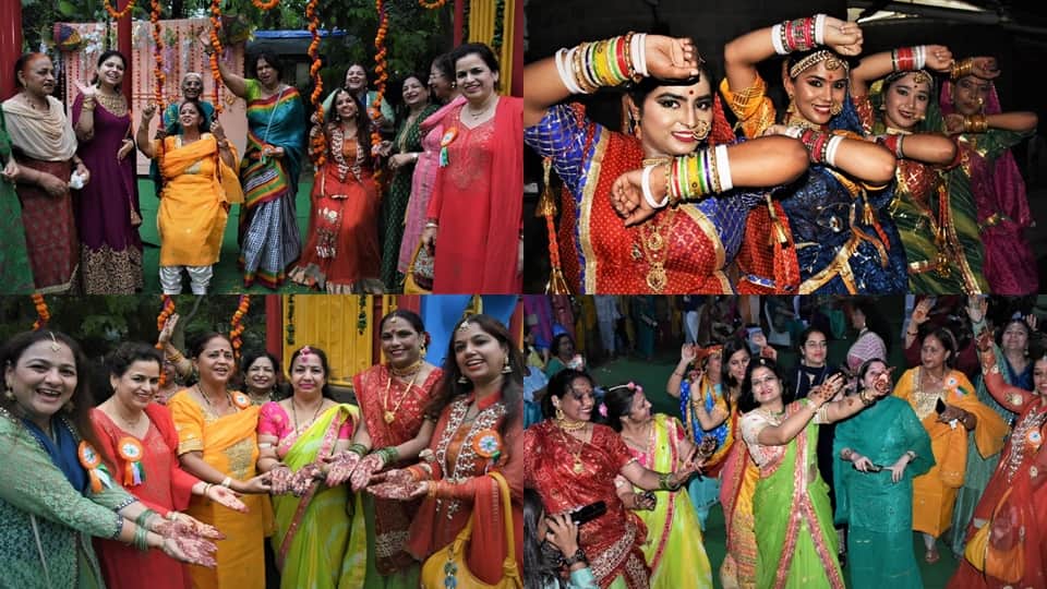hariyali teej celebrates women dancing on beat of drums in delhi
