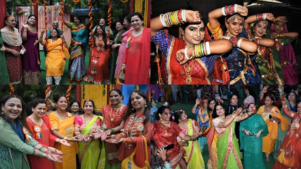 hariyali teej celebrates women dancing on beat of drums in delhi
