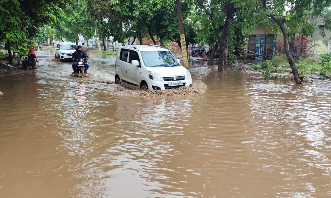 Water filled in the pits, this is the story of the school road