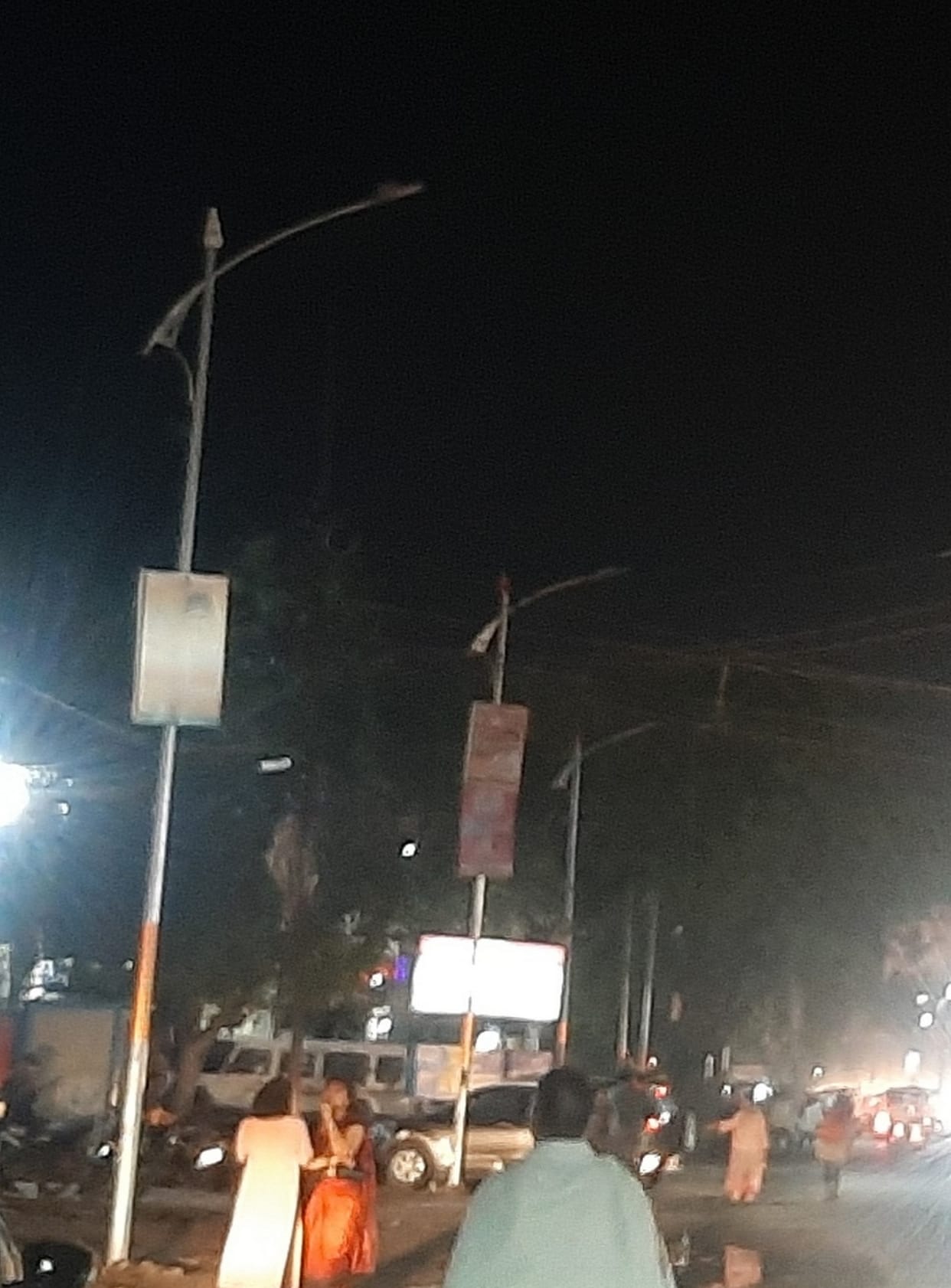 A dozen lights on the side of the road were damaged