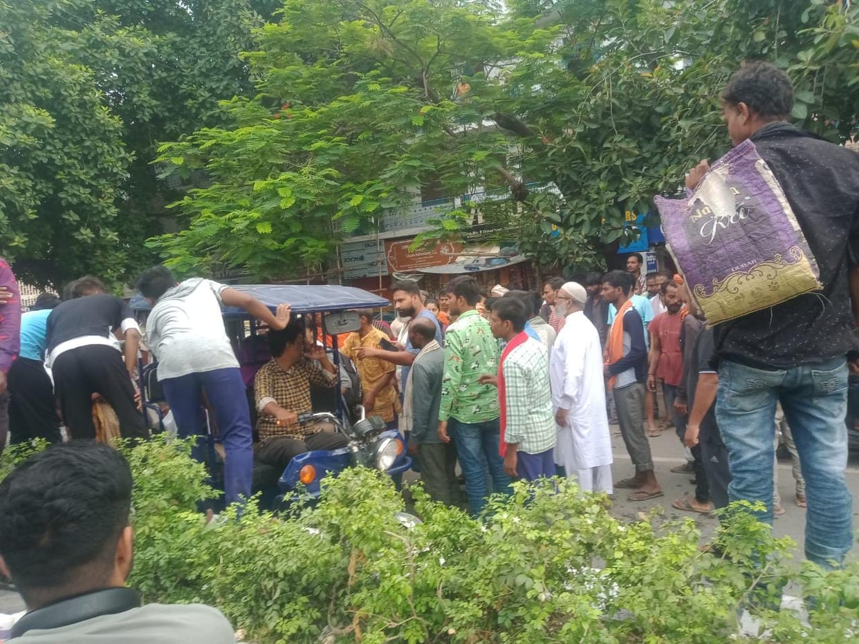 Road accident in varanasi Cycling student injured after hit by overspeed bike collision