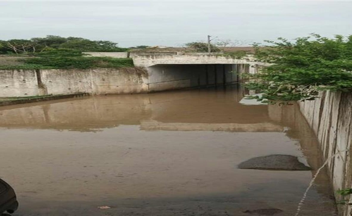 Rain water filled in railway underpass, traffic disrupted