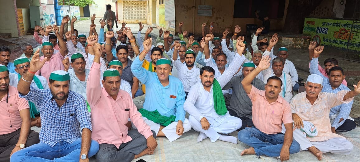 farmers protest in bilari moradabad