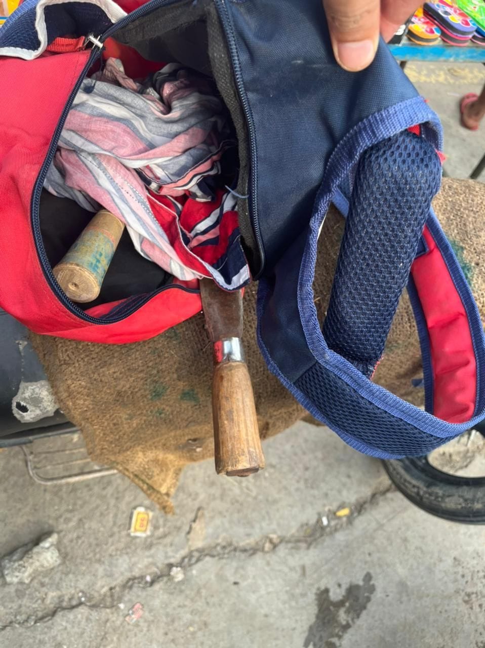 The assailants fled leaving behind a bag full of weapons after attacking the youth.