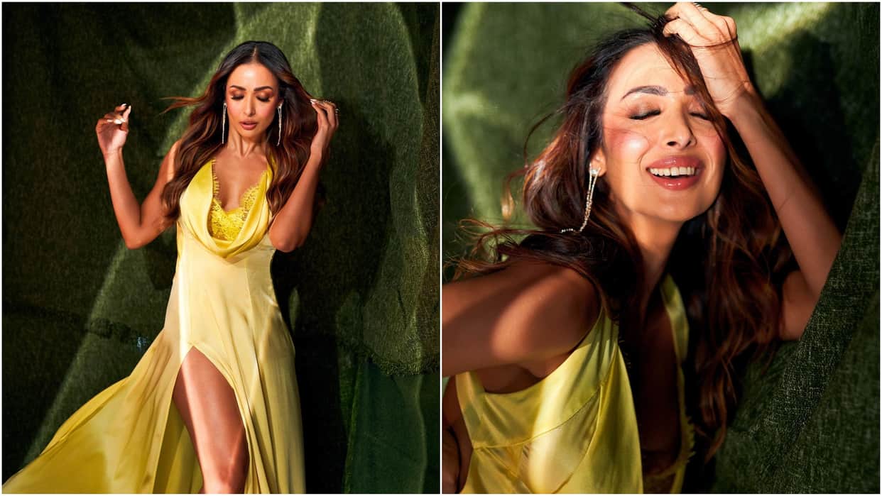 Malaika Arora looks glamorous in yellow high slit dress photos went viral on internet