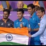 स्वर्ण पदक जीतने के बाद भारतीय टेबल टेनिस टीम