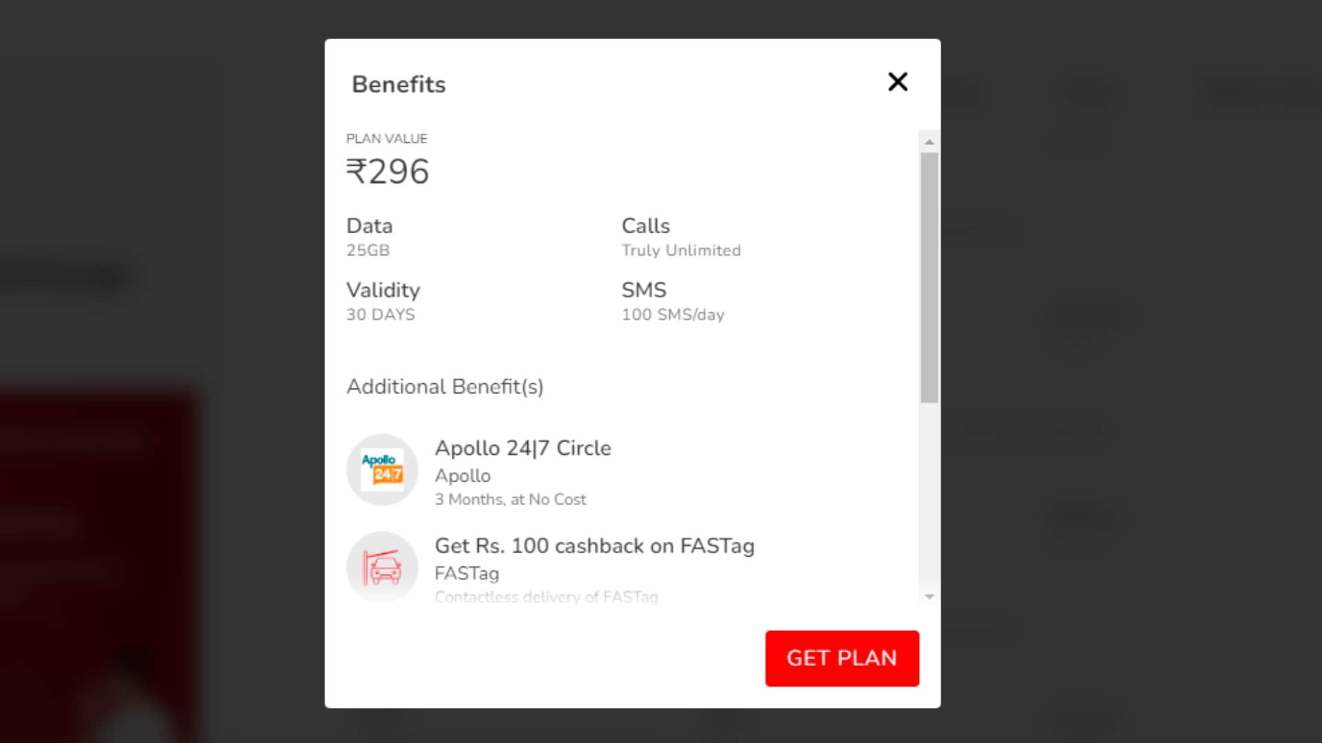 airtel cheap mobile recharge plan with 31 day validity price start from 109