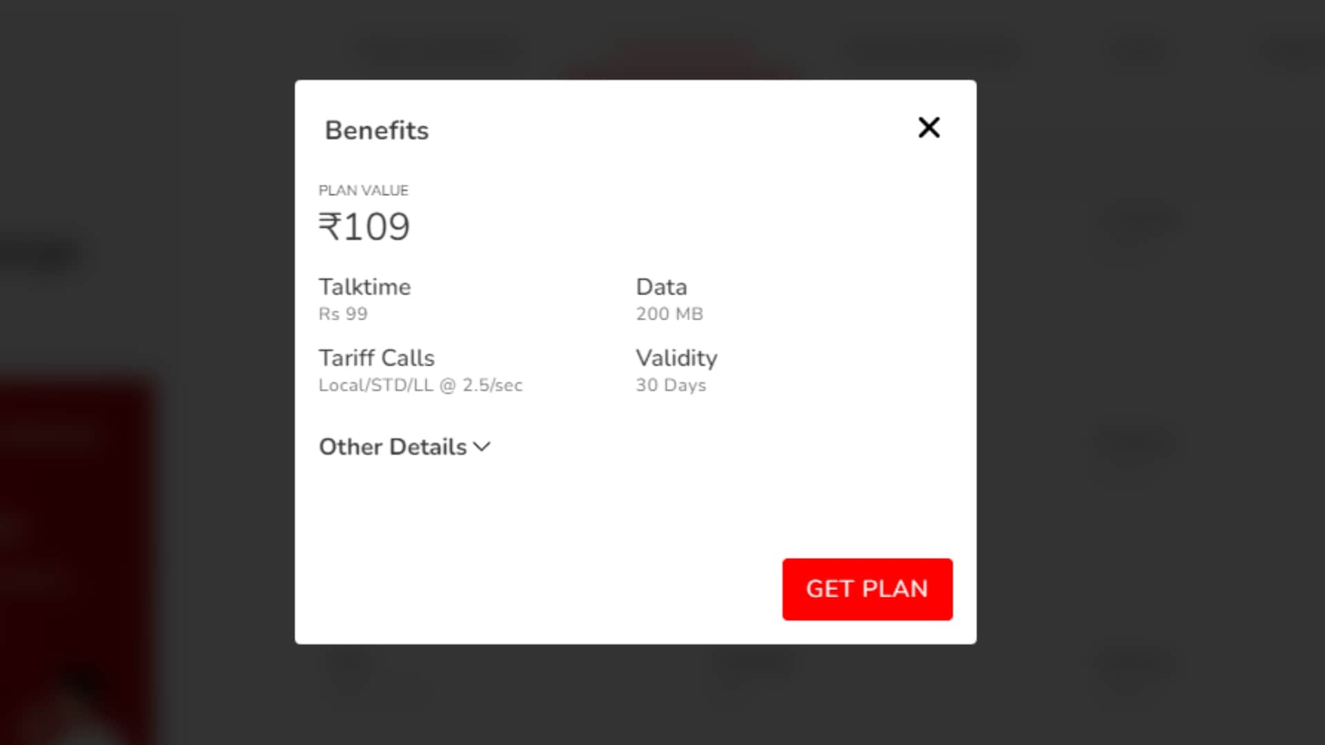 airtel cheap mobile recharge plan with 31 day validity price start from 109