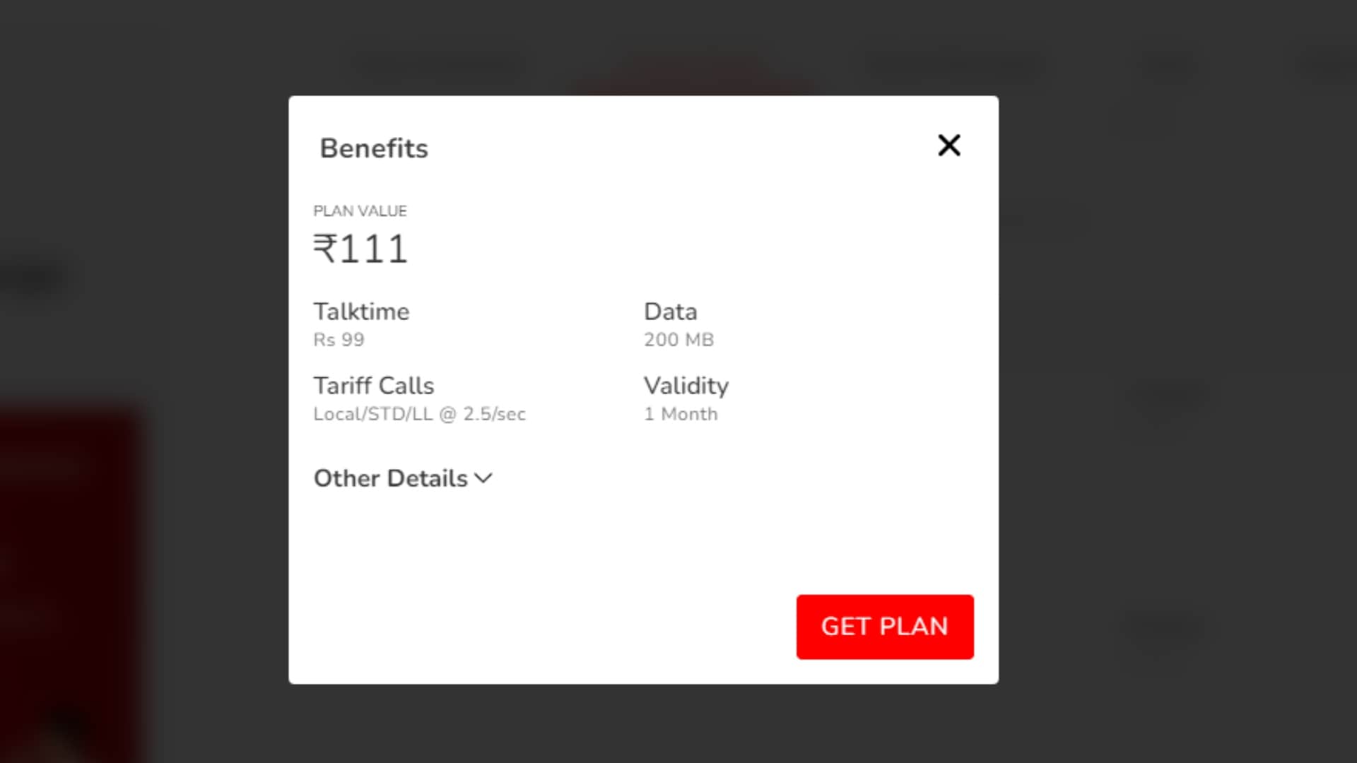 airtel cheap mobile recharge plan with 31 day validity price start from 109