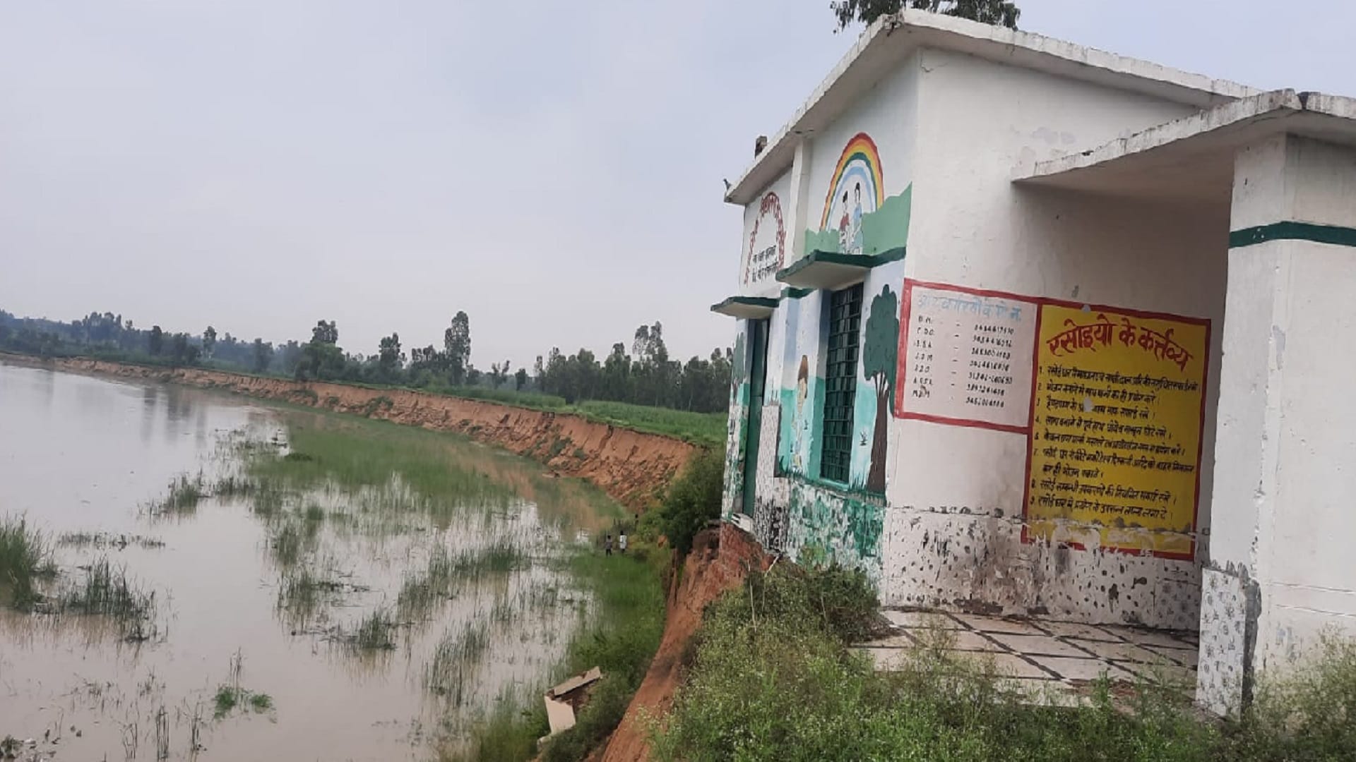 Crops submerged in water of Yamuna in Baghpat and government school is in danger of drowning in Bijnor