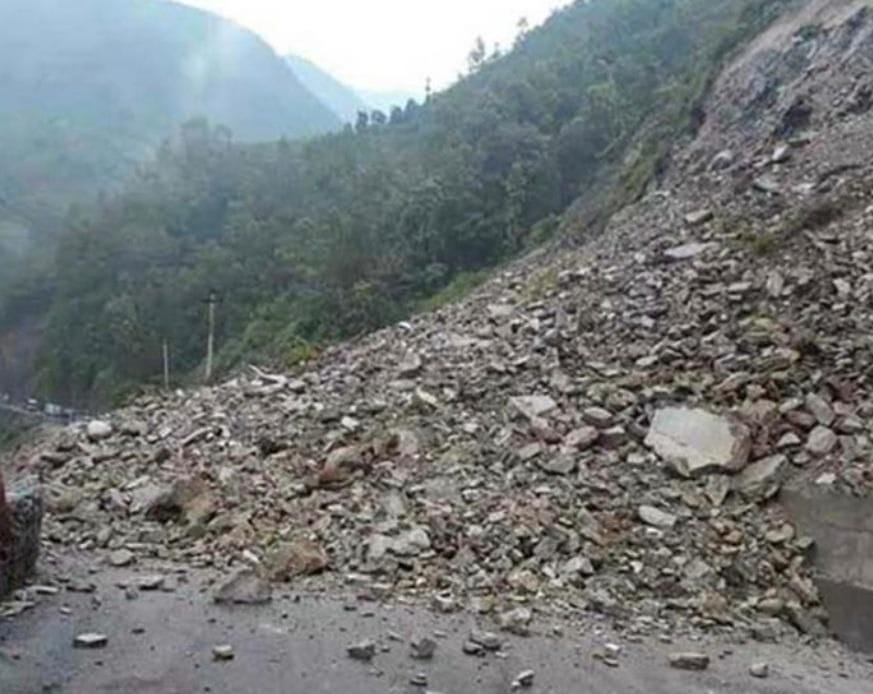 Kathmandu and Pokhara road blocked by landslide in Nepal