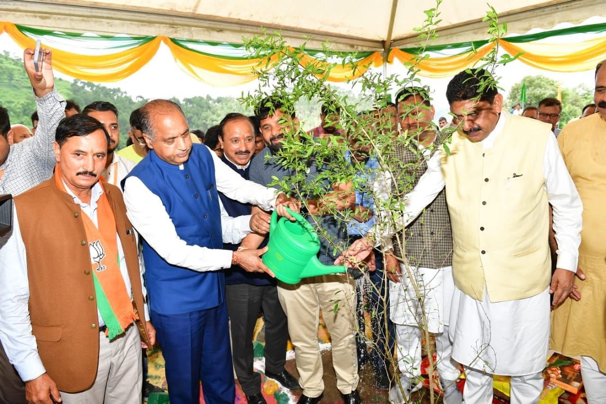 CM planted a sapling near Chuvadi helipad