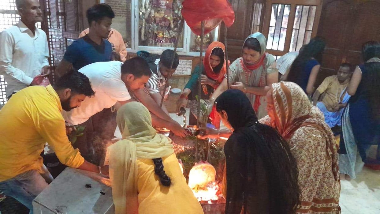 The temple resonated with the cheers of Bam-Bam Bhole