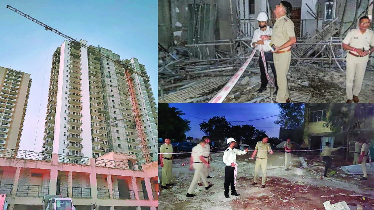 Five laborers fell from the 17th floor in Palm Hills Society of Gurugram, four worker died