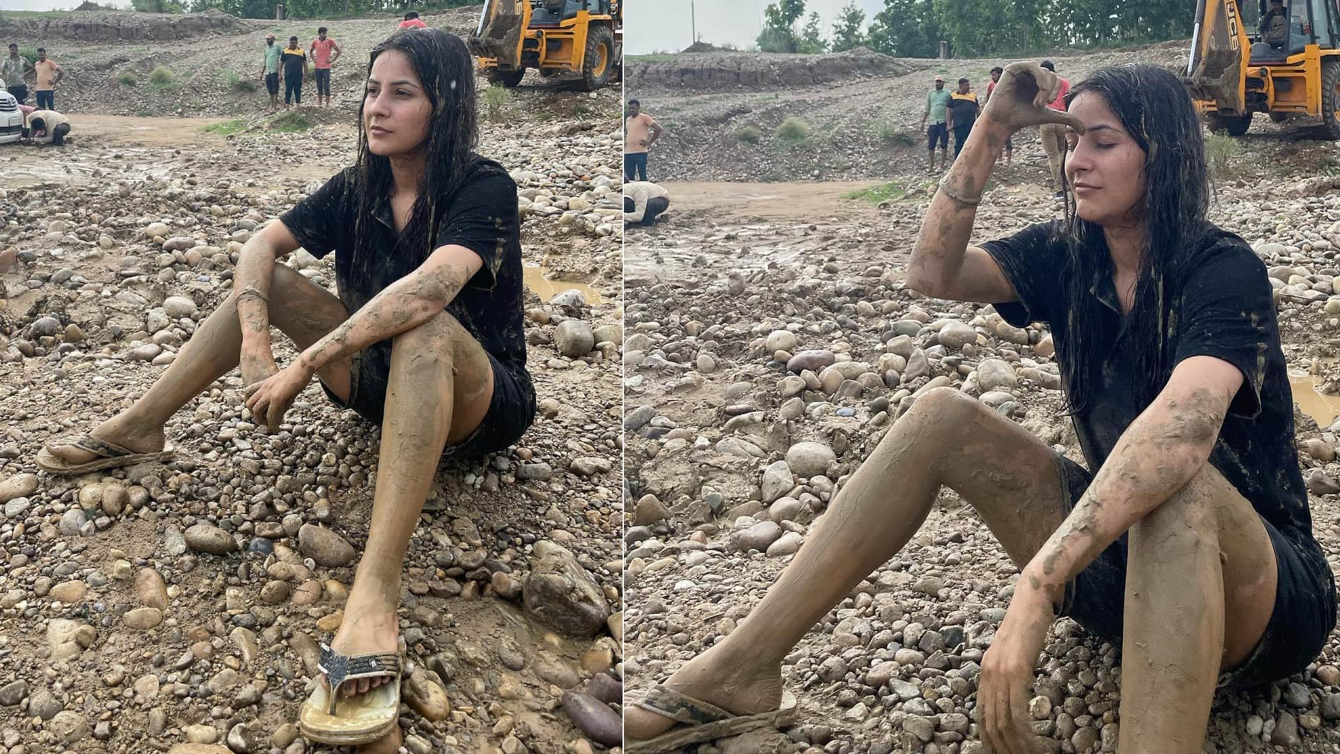 Shehnaaz Gill  shares mud bath pictures fans says Choti cute se Bacchi