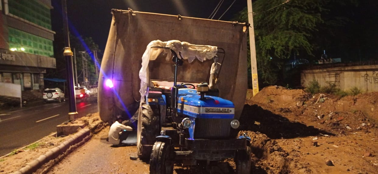 Overloaded vehicles running fearlessly in the dark of night, Kurukshetra