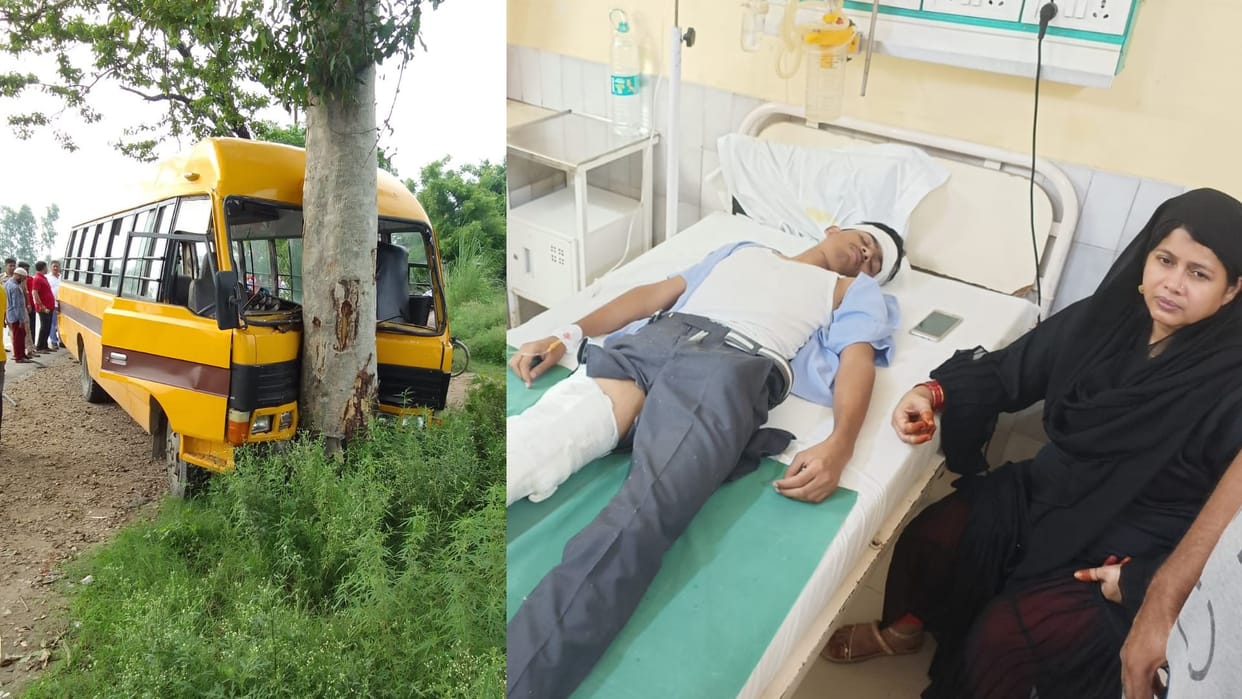 A tanker hits a school bus in Raebareli.