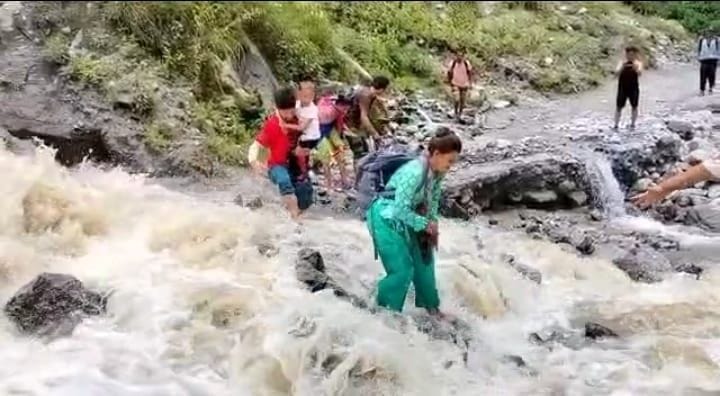 Bhaiti and farm drains overflow due to rain