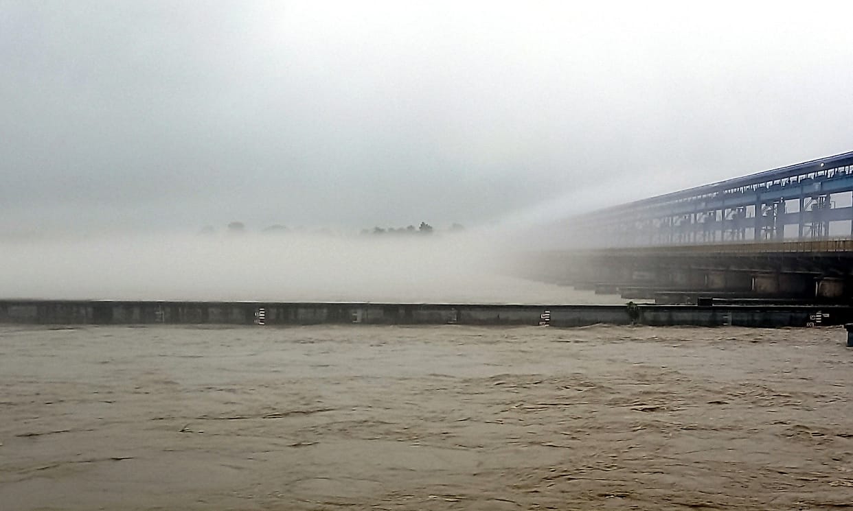 Rivers overflowing in the plains due to mountain rain