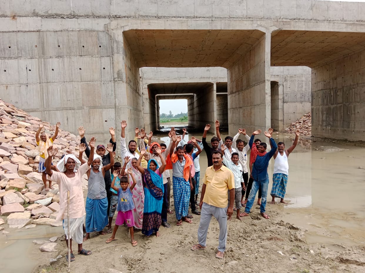 Villagers protested demanding the way