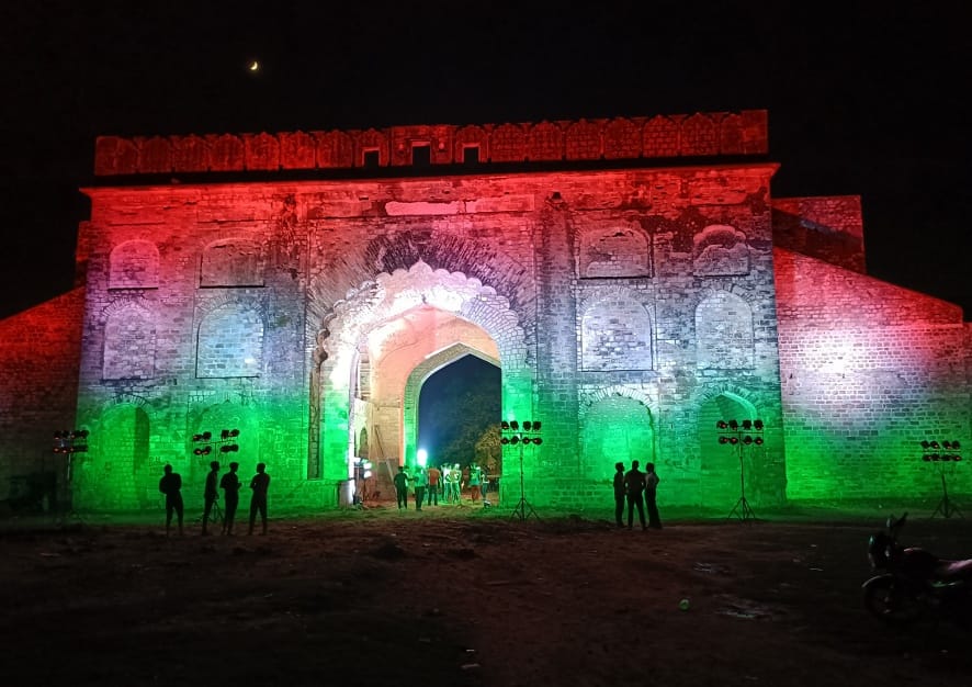 Patthargarh Fort lit up in tricolor light