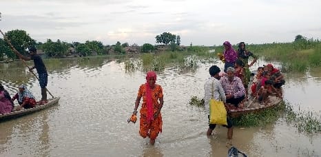 Mohana river overflowing, water level increased, new Pind village surrounded by flood water