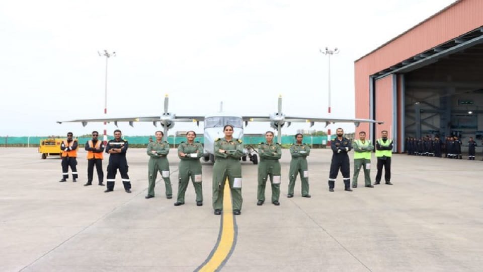 five officers of the Indian Navy completed the first all-women independent maritime reconnaissance and surveil