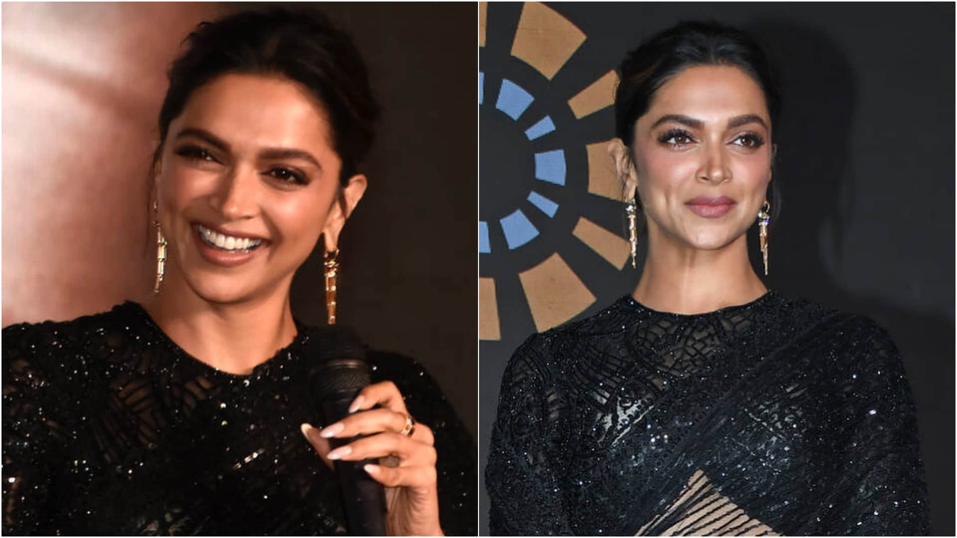 Actress Deepika Padukone in Black Saree Looks Ravishing Photos News in Hindi