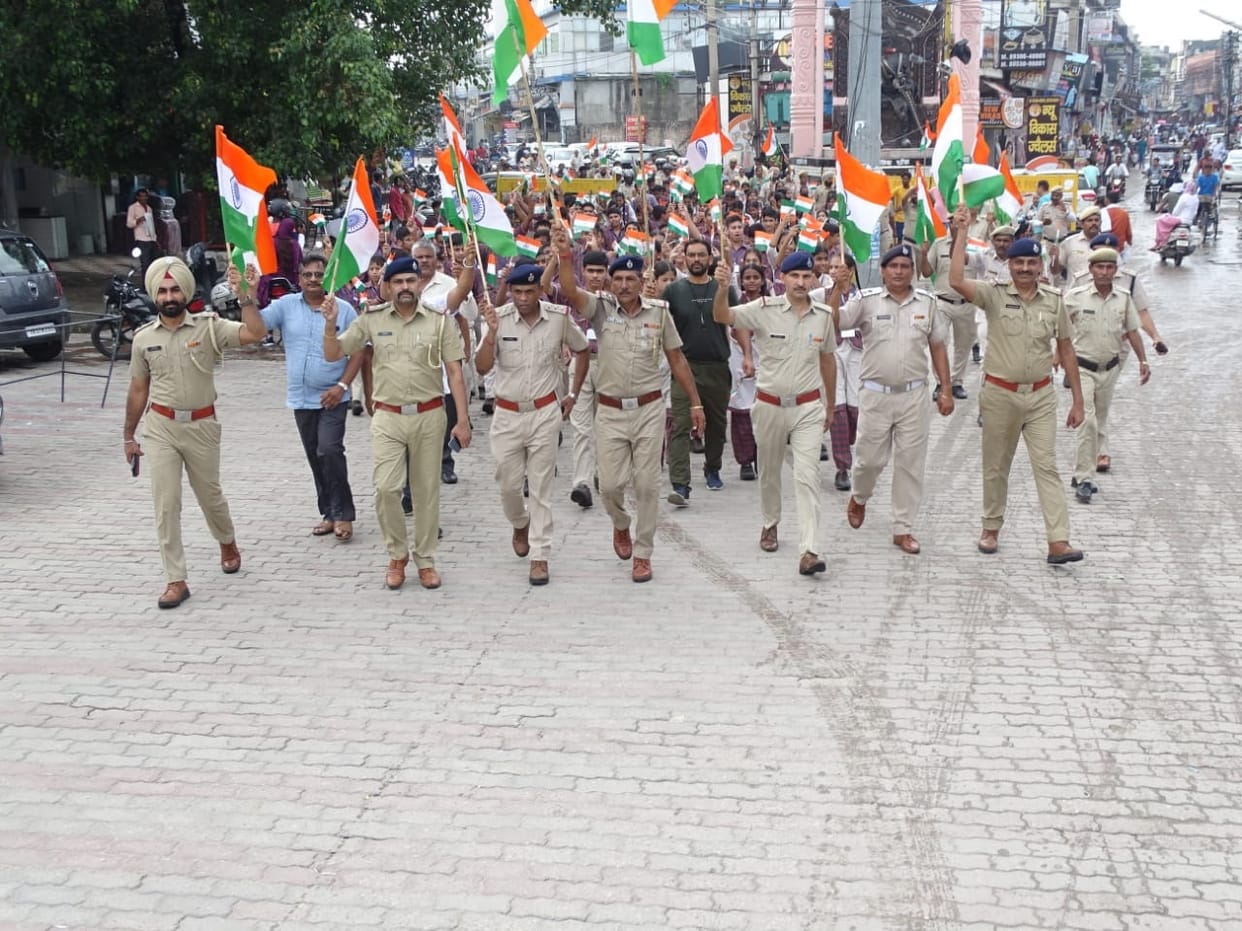 Police personnel took out tricolor yatra, Kurukshetra