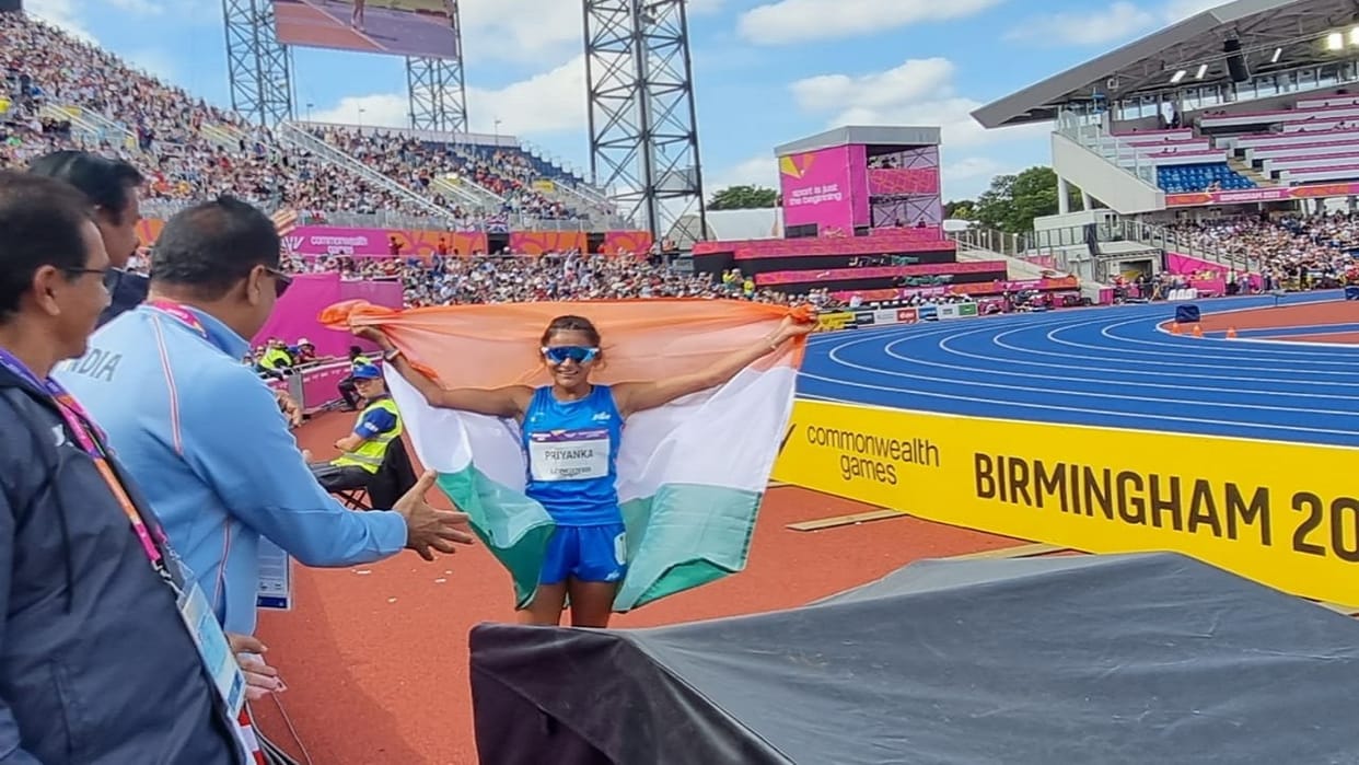 Priyanka Goswami Won Silver Medal in 10 km Walk Race in Commonwealth Games Birmingham