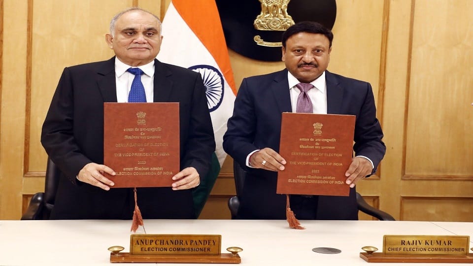 Vice President Election 2022, Election Commission Releases Certification of the Election of Jagdeep Dhankar