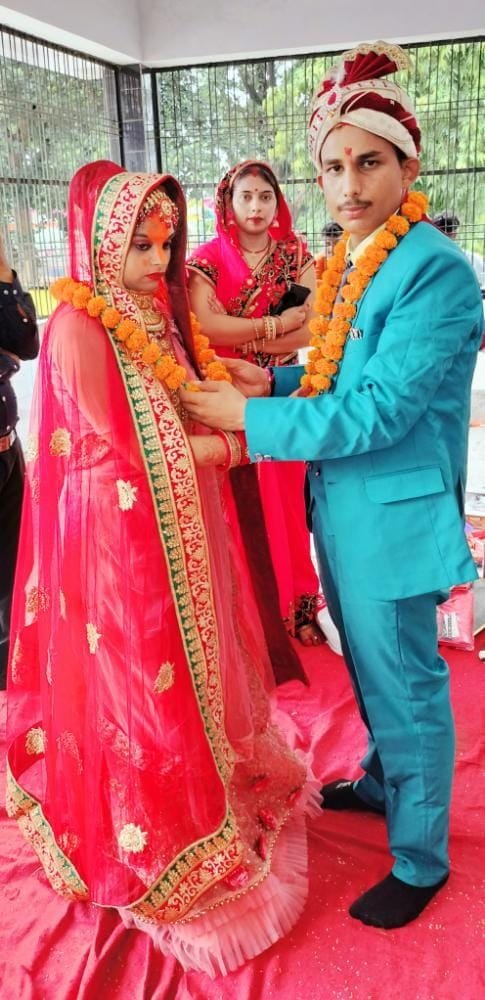 The groom got married in the temple