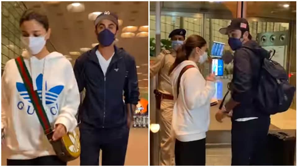 alia bhatt and ranbir kapoor spotted at mumbai airport fans said they are going on babymoon