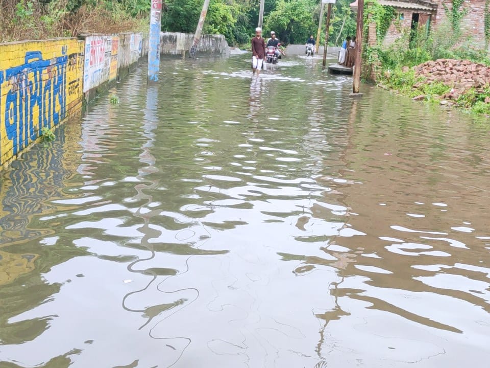 Waterlogging in low-lying areas due to heavy rains in Deoband