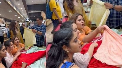Raksha Bandhan actor Akshay Kumar took his onscreen sisters to a clothes shop in Lucknow for shopping