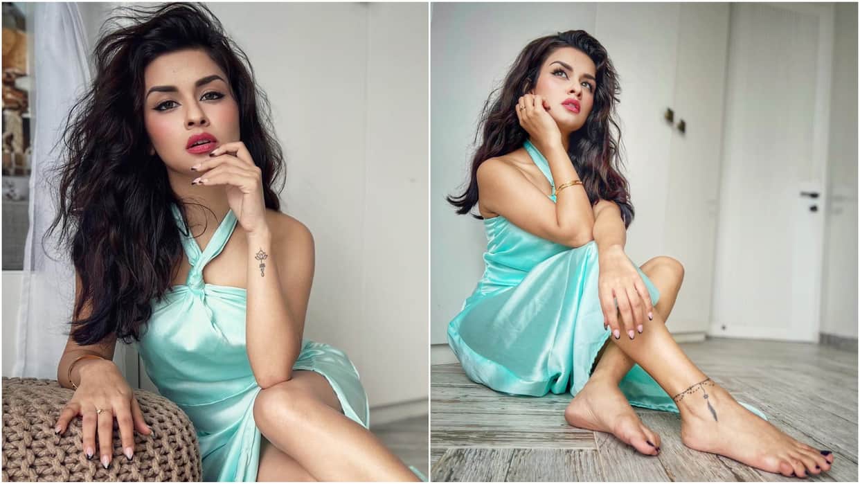 Actress Avneet Kaur Looks Beautiful In Lavender Colour thigh high slit gown News in hindi