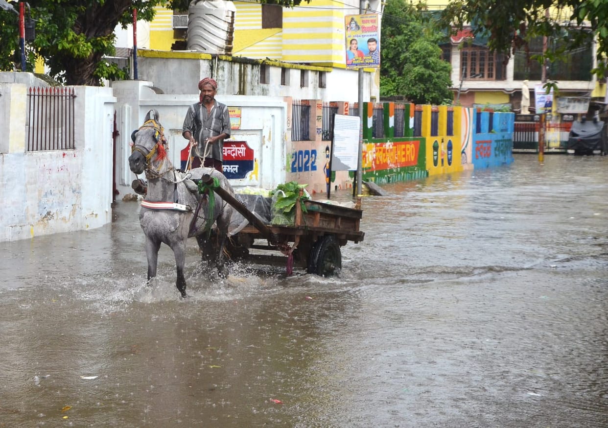 Roads were submerged due to heavy rain, life disturbed