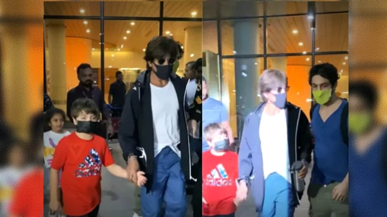 Shahrukh Khan with his sons Aryan Khan AbRam Khan spotted at the airport