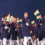 राष्ट्रमंडल खेलों के समापन समारोह के दौरान भारतीय खिलाड़ी