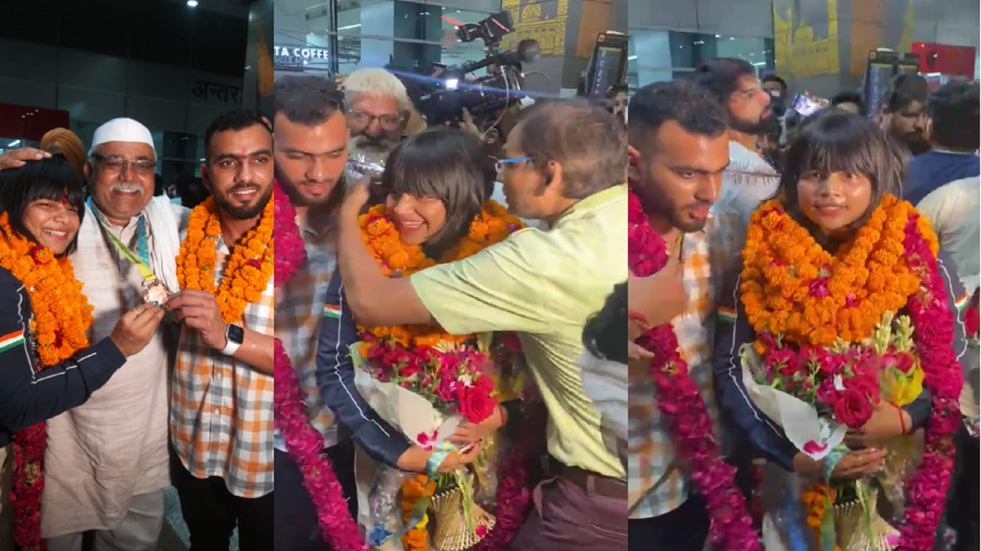 Commonwealth games 2022: Divya Kakran was welcomed at Delhi airport after returning from Birmingham, see photo